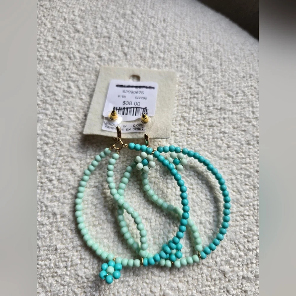 NWT! FREE PEOPLE, Among The Wildflowers Hoop - Turquoise , MSRP $38